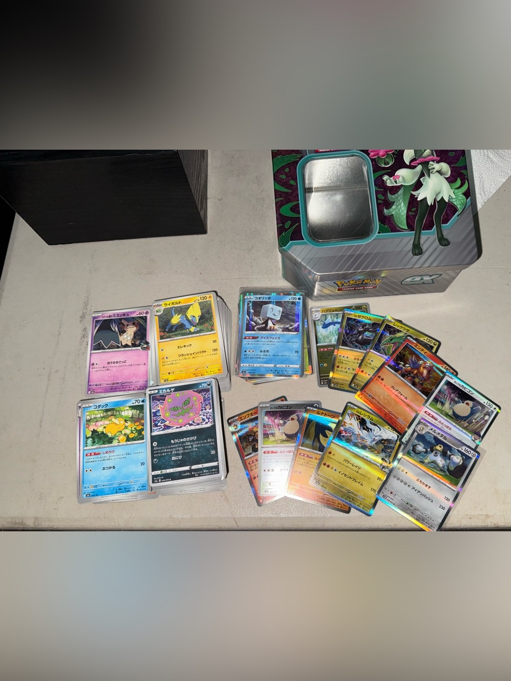 Pokémon Holo/Common Cards w/Tin (40O+) - Japanese- Korean mix (Ascended/Mega)